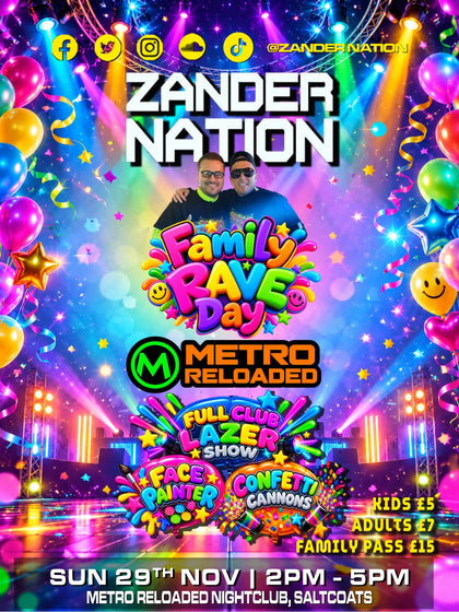 Family rave day event flyer at Metro Reloaded Saltcoats