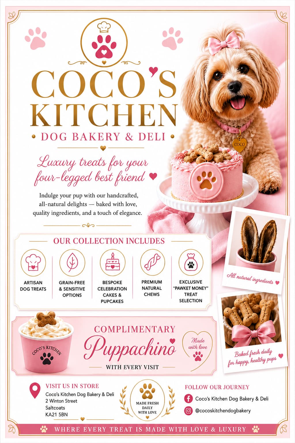 Coco's Kitchen Dog Bakery and Deli flyer